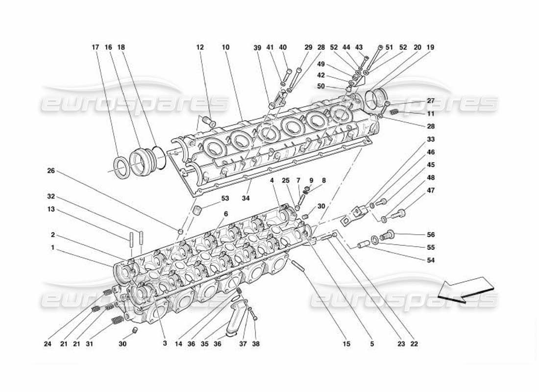 ferrari 550 barchetta diagrama de piezas de la culata izquierda