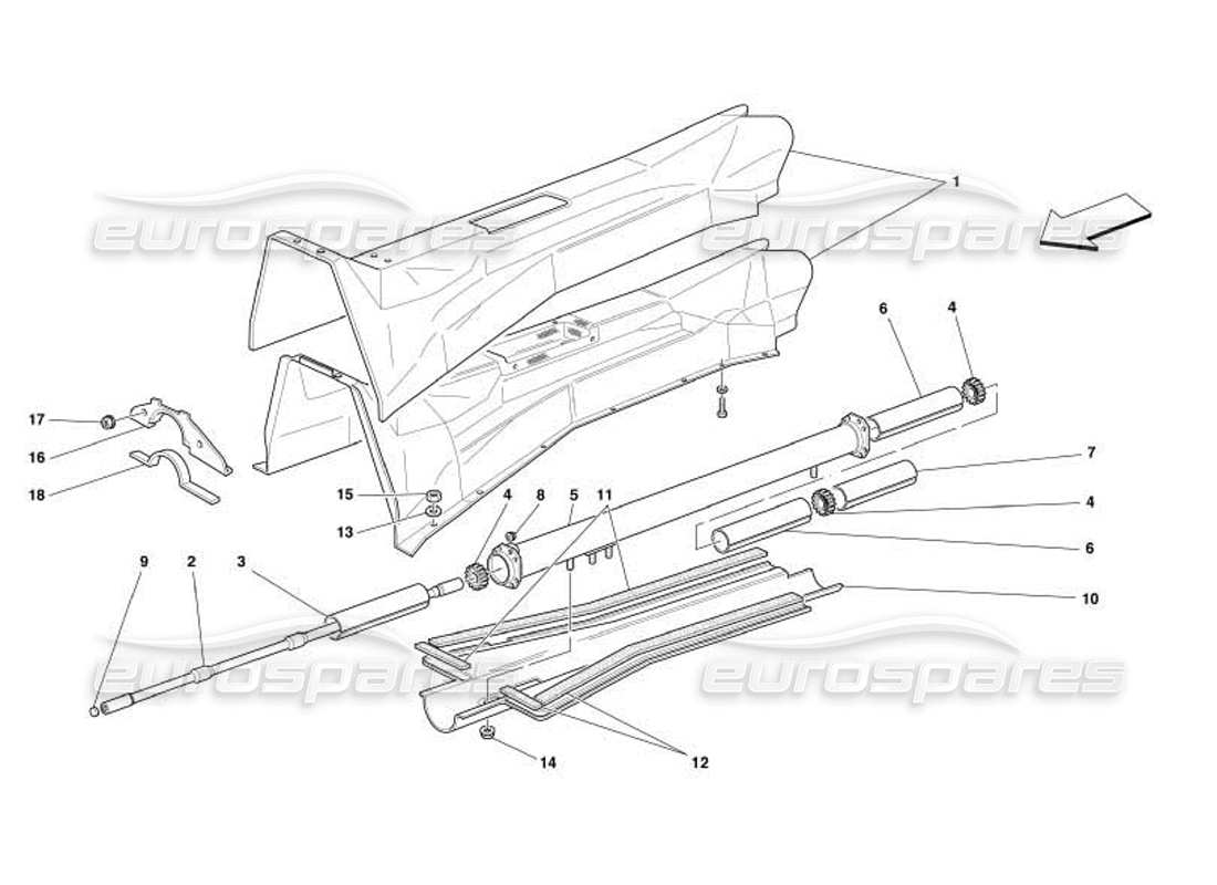 ferrari 550 barchetta diagrama de piezas de aislamiento y tubo de conexión del motor-caja de cambios