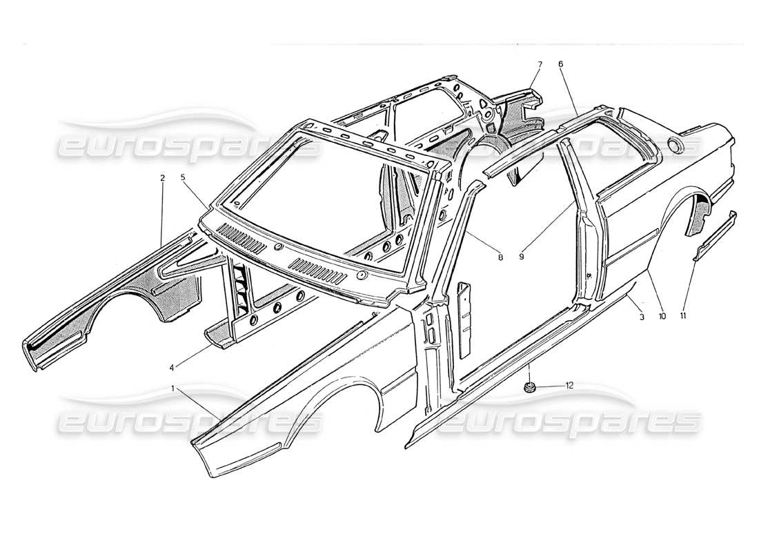 maserati 2.24v carrocería: paneles exteriores diagrama de piezas