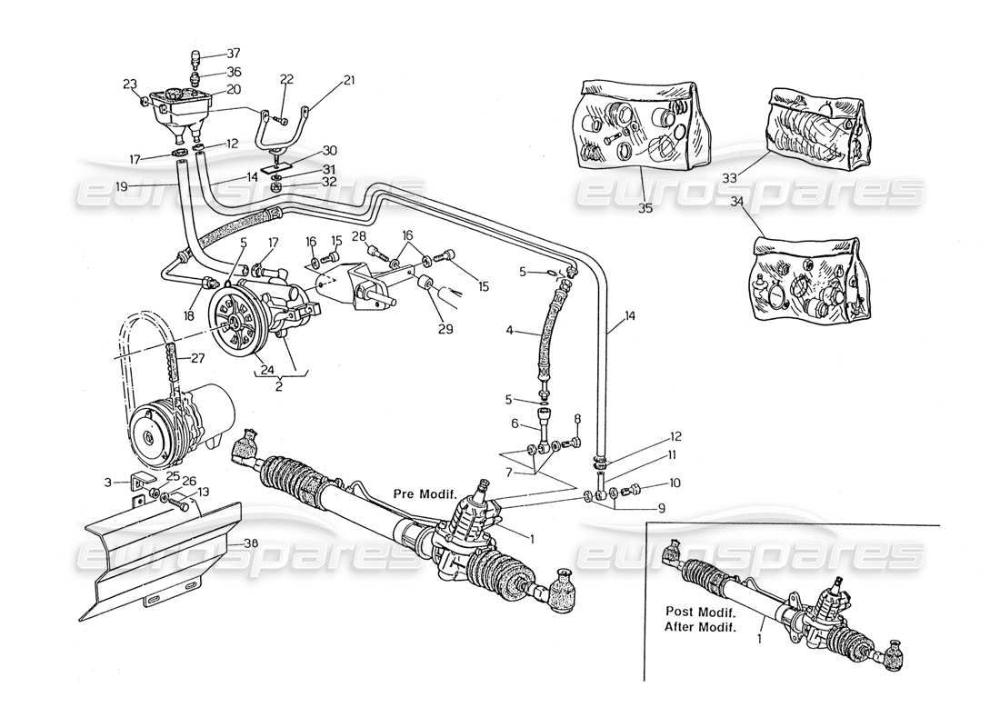 maserati 2.24v diagrama de piezas del sistema de dirección asistida