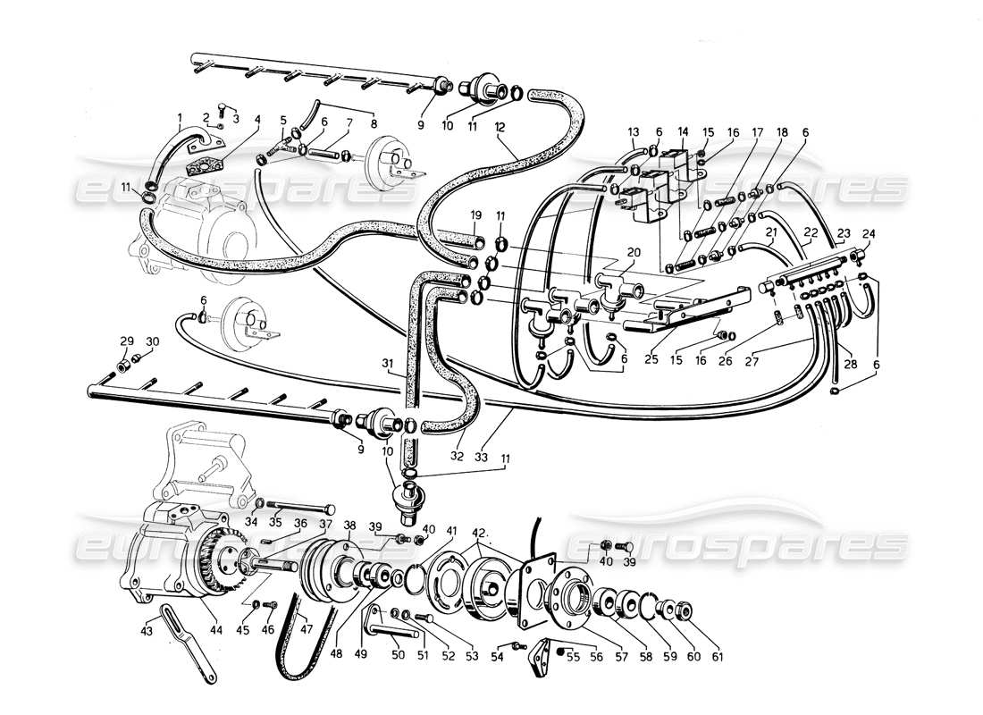 lamborghini countach 5000 qvi (1989) diagrama de piezas del sistema de contaminación del aire