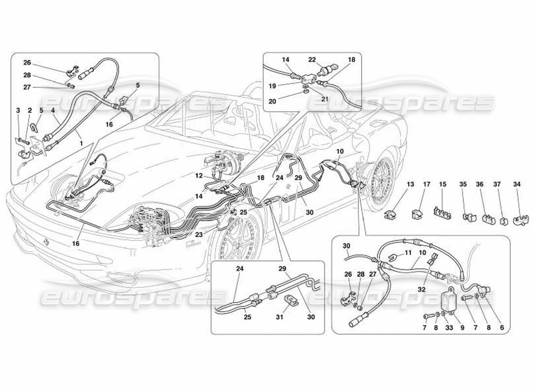ferrari 550 barchetta sistema de frenos -no para gd- diagrama de piezas