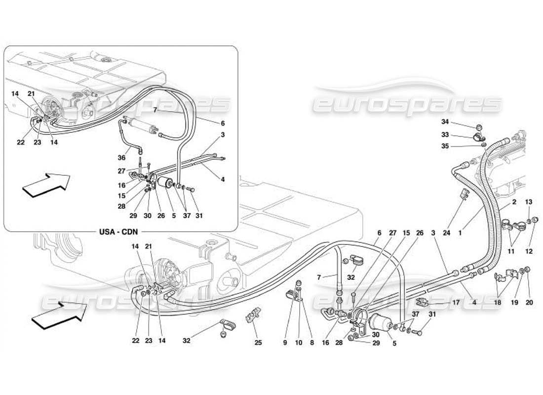 ferrari 550 barchetta sistema de suministro de combustible diagrama de piezas