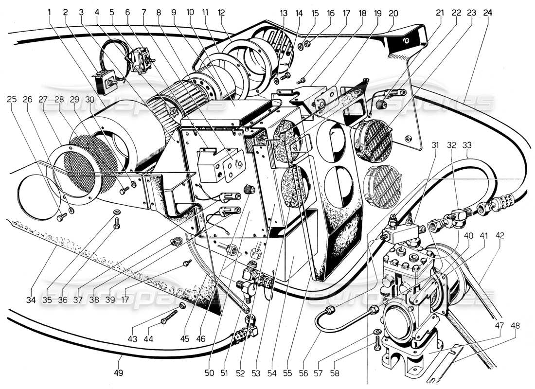 lamborghini urraco p300 diagrama de piezas de aire acondicionado