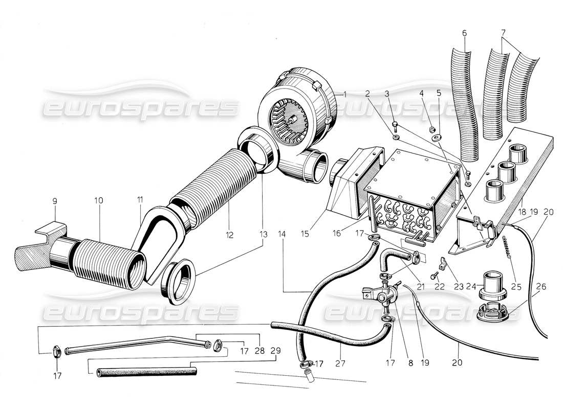 lamborghini jalpa 3.5 (1984) diagrama de piezas del calentador