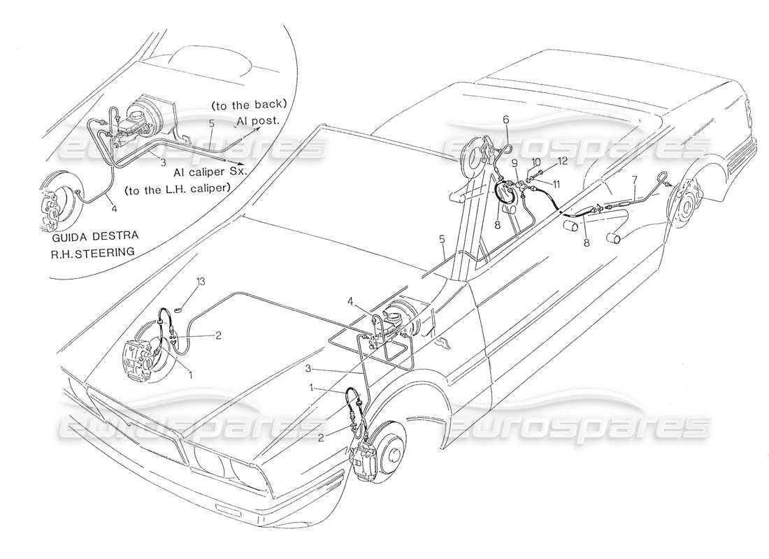 maserati biturbo spider hydraulic brake lines diagrama de piezas