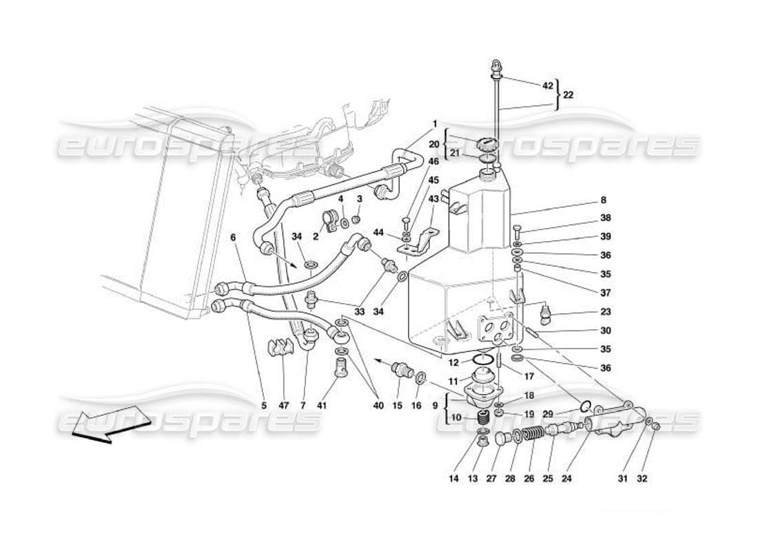 ferrari 550 barchetta sistema de lubricación - diagrama de piezas del tanque