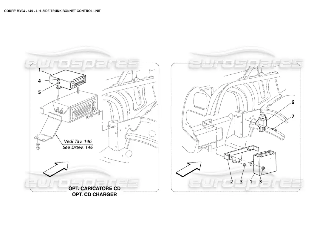 maserati 4200 coupe (2004) diagrama de piezas de la unidad de control del capó del maletero lateral izquierdo