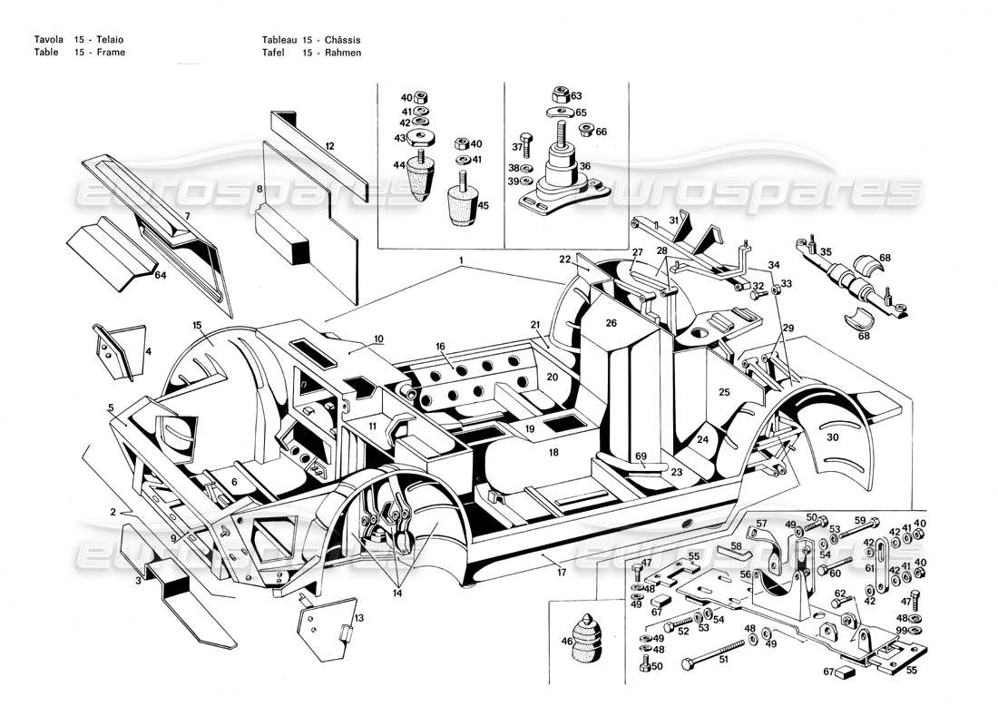 maserati merak 3.0 diagrama de piezas del marco