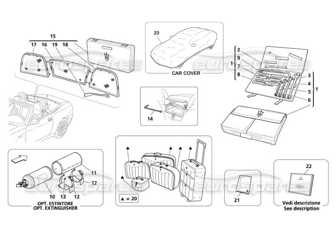 maserati 4200 spyder (2005) diagrama de piezas de equipos y accesorios de herramientas