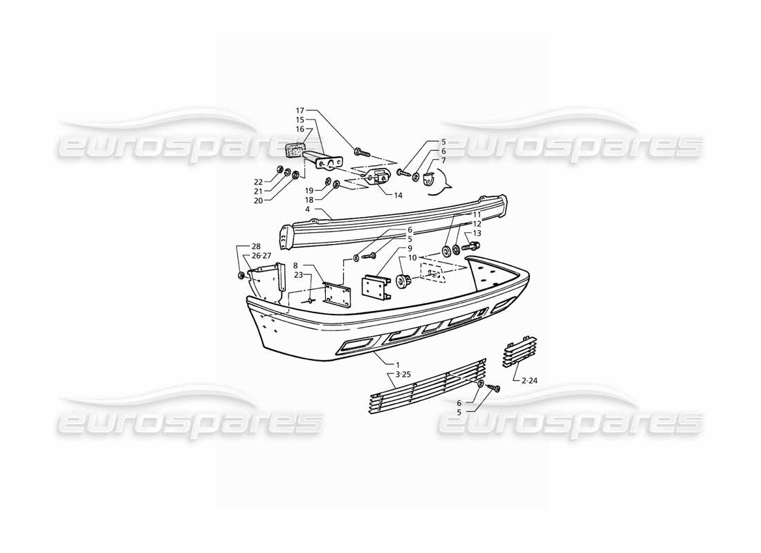 maserati qtp. 3.2 v8 (1999) diagrama de piezas del parachoques trasero