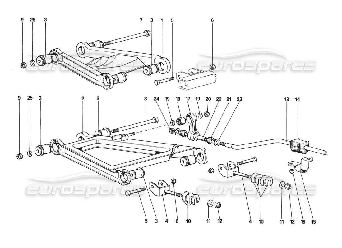 ferrari 328 (1988) suspensión trasera: horquillas (a partir del número de automóvil 76626) diagrama de piezas