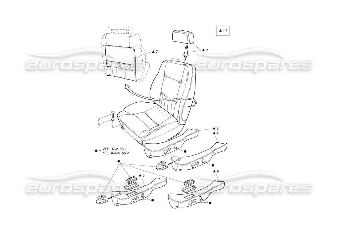 maserati qtp v6 evoluzione diagrama de piezas del asiento delantero