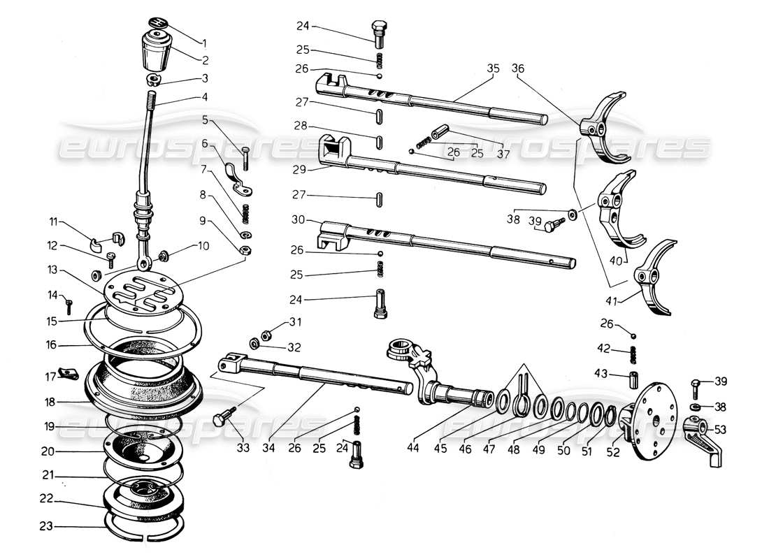 lamborghini countach 5000 qv (1985) gear shift lever diagrama de piezas