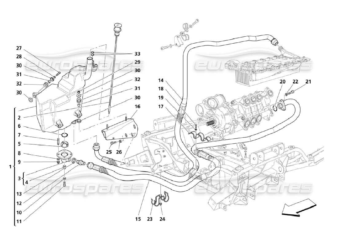 maserati qtp. (2006) 4.2 lubricación: tuberías y recuperación diagrama de piezas