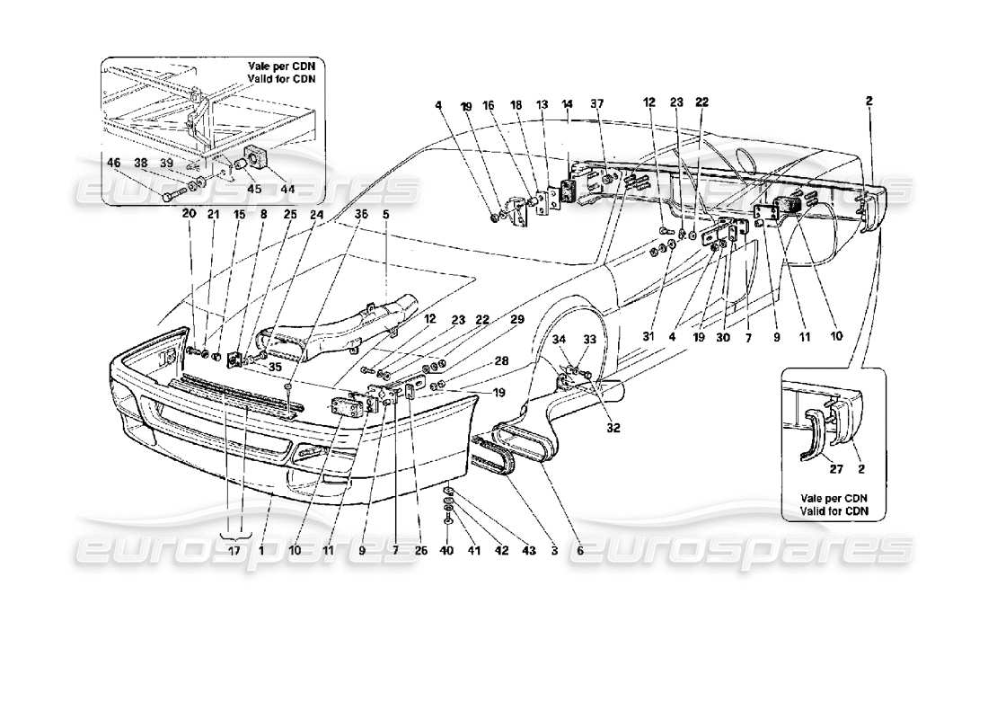 ferrari 512 tr parachoques diagrama de piezas