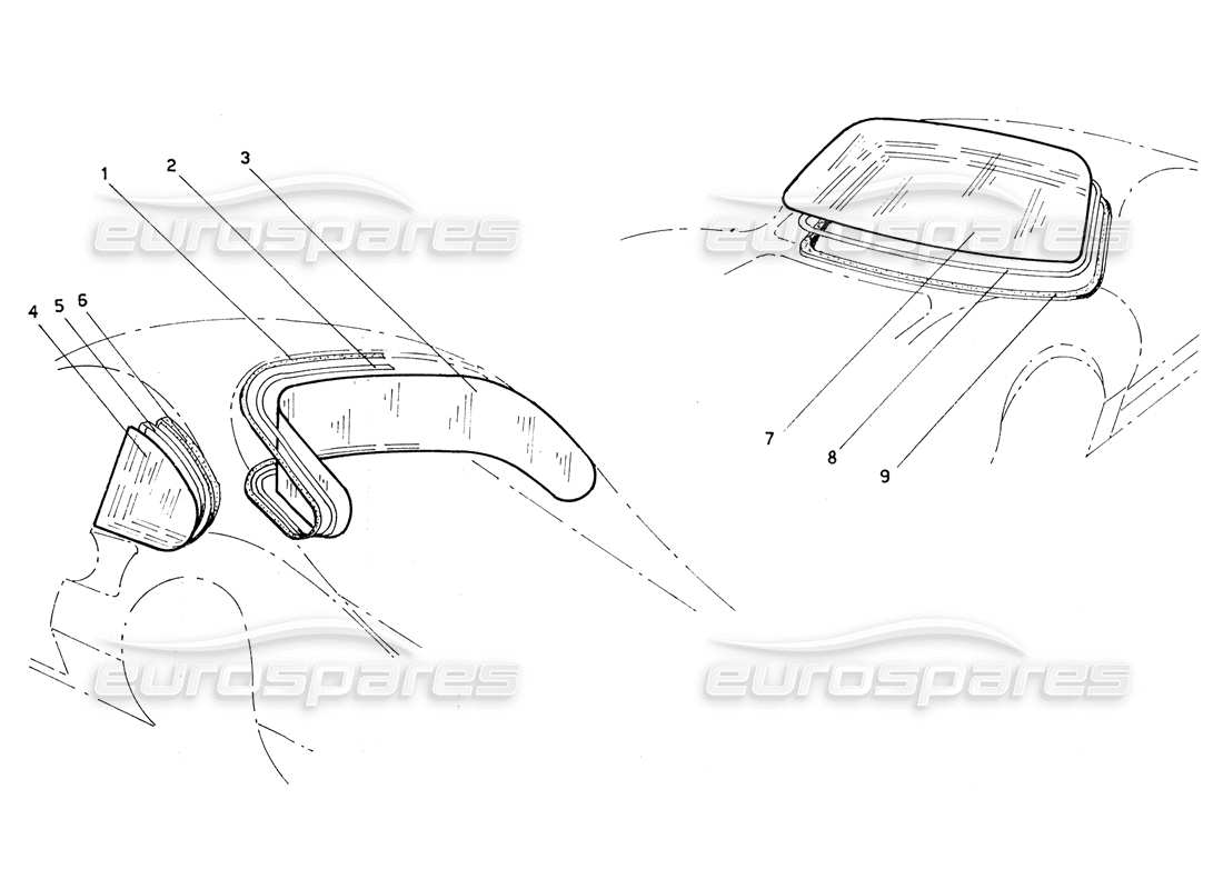 ferrari 206 gt dino (coachwork) pantallas delanteras y traseras diagrama de piezas