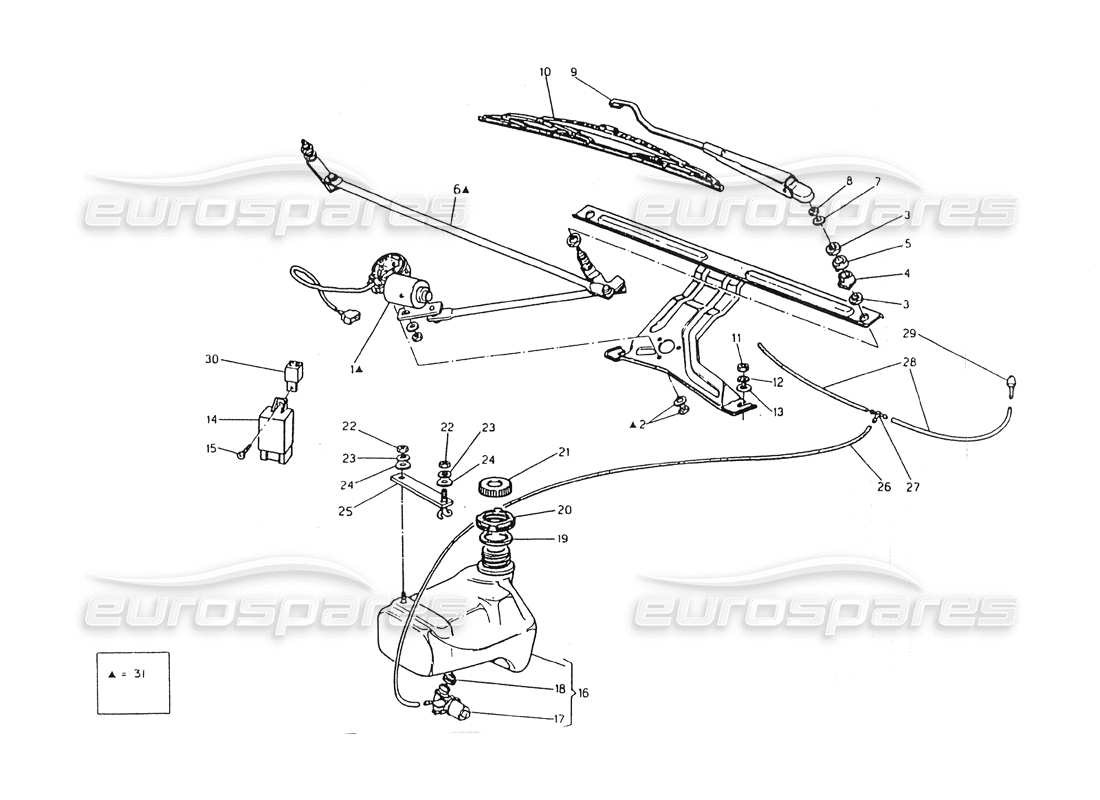 maserati 418 / 4.24v / 430 limpiaparabrisas, dirección izquierda diagrama de piezas