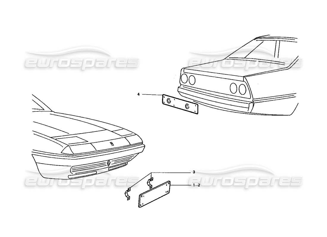 ferrari 412 (coachwork) diagrama de piezas del soporte de matrícula