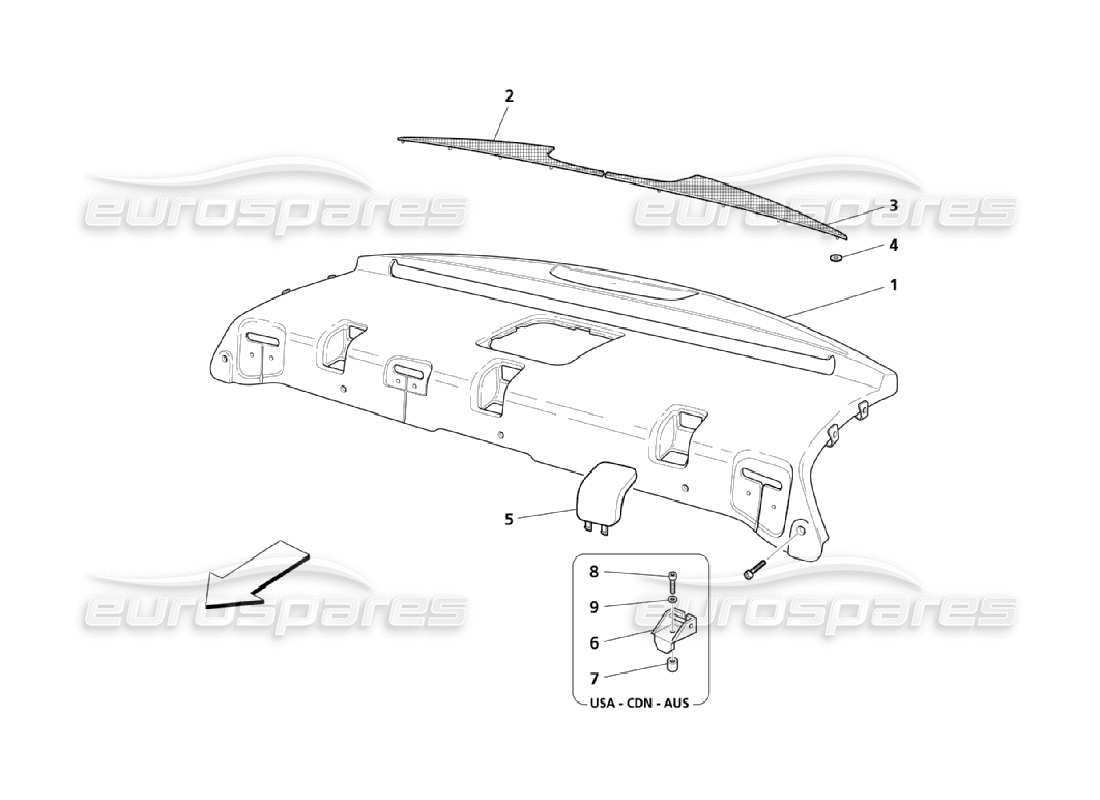 maserati qtp. (2006) 4.2 diagrama de piezas de moldura debajo de la ventana trasera