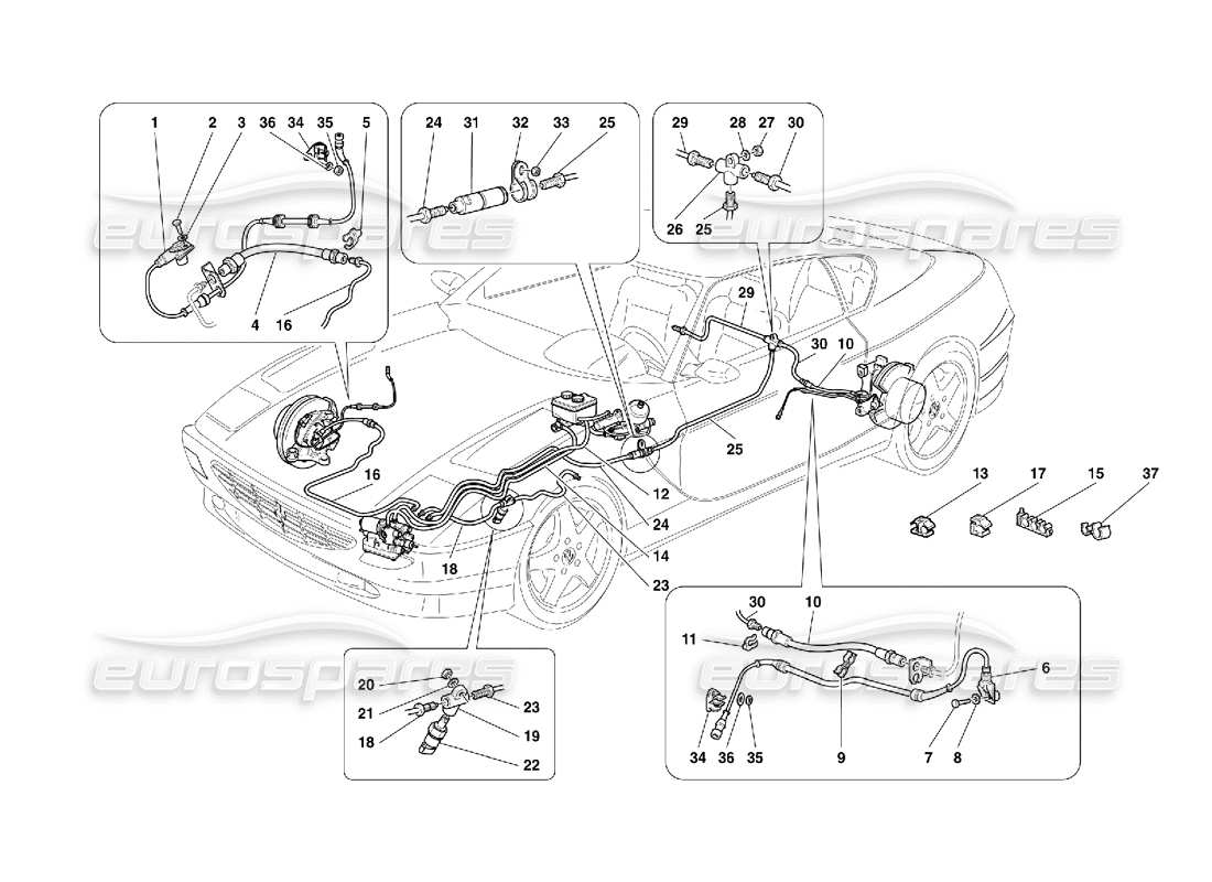 ferrari 456 gt/gta sistema de frenos - no para diagrama de piezas gd