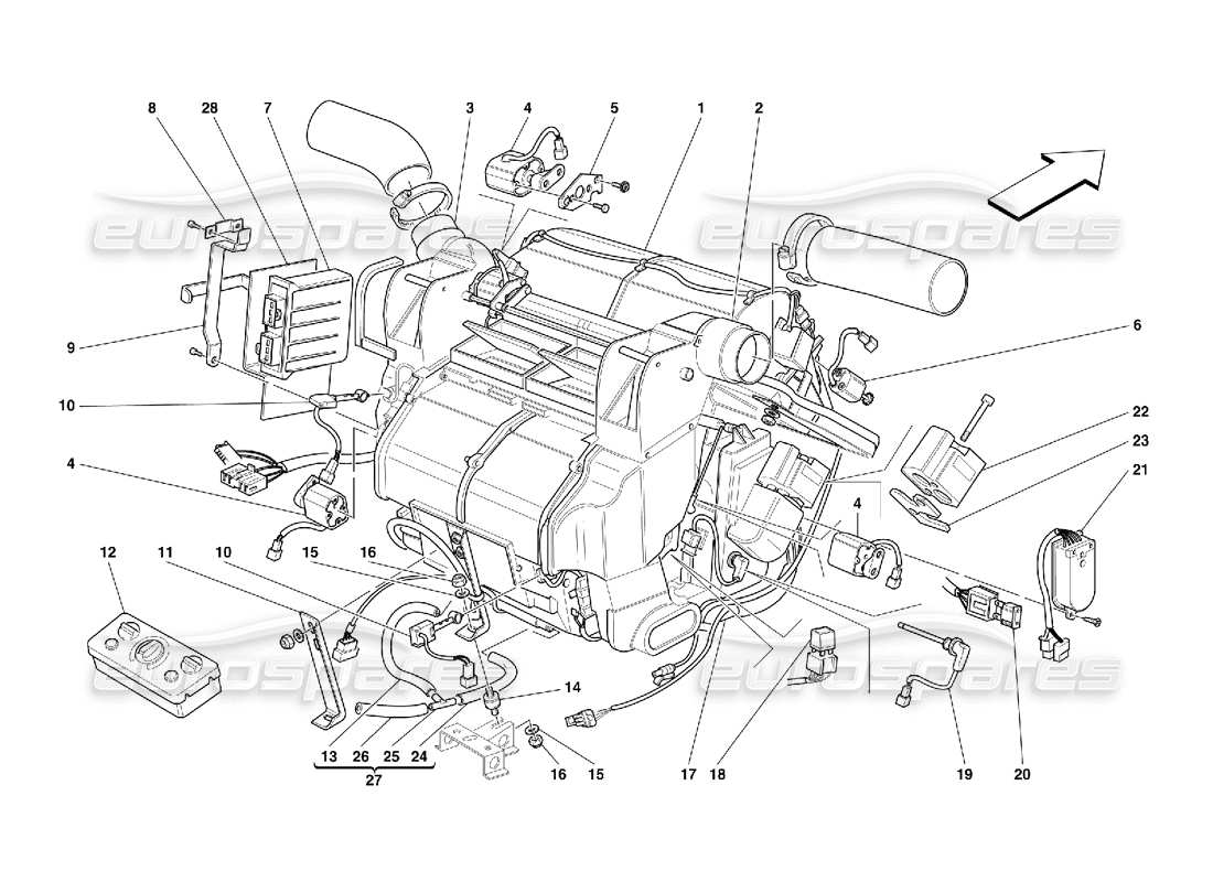 ferrari 456 gt/gta unidad de evaporador y controles diagrama de piezas