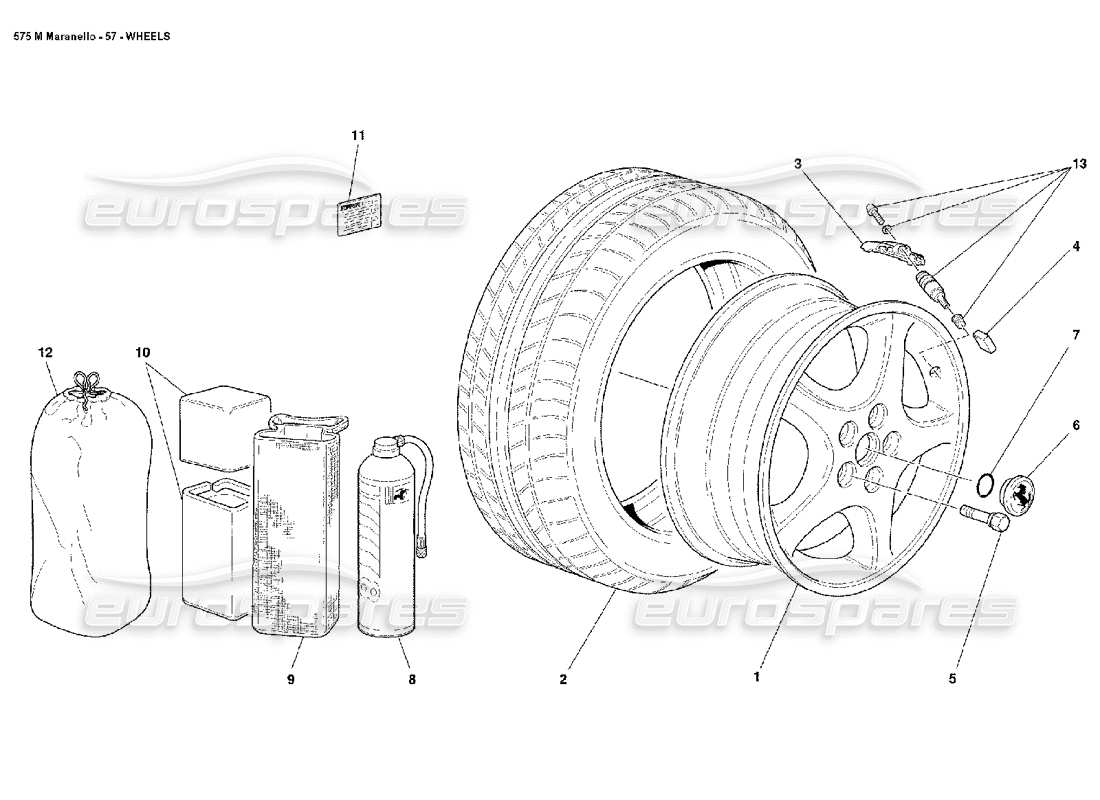 ferrari 575m maranello diagrama de piezas de ruedas