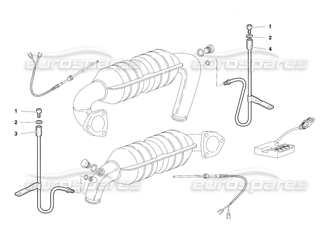 lamborghini diablo vt (1994) diagrama de piezas del sistema de escape (válido para la versión de suiza: 1994 de abril)