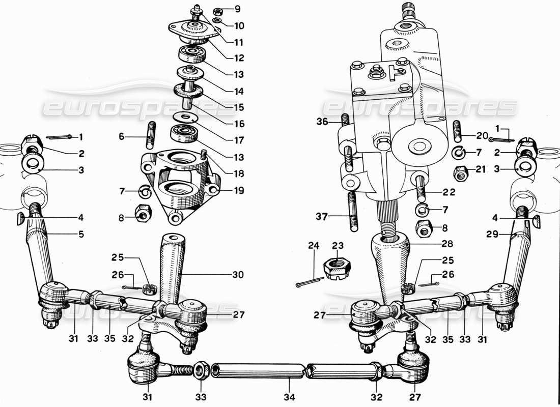 ferrari 365 gt 2+2 (mechanical) enlace de dirección diagrama de piezas