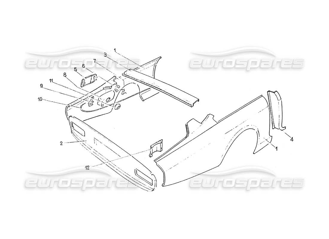 ferrari 365 gt 2+2 (coachwork) diagrama de piezas del trabajo de la carrocería trasera
