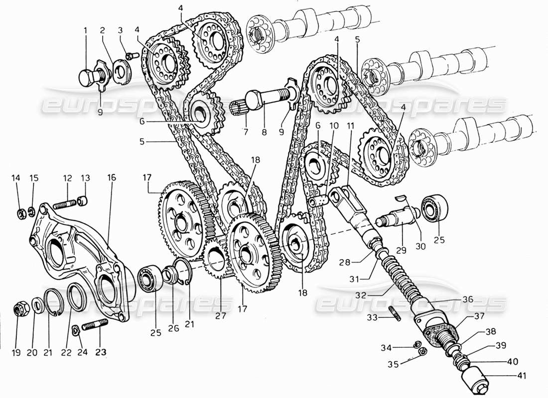 ferrari 206 gt dino (1969) diagrama de piezas de control de sincronización