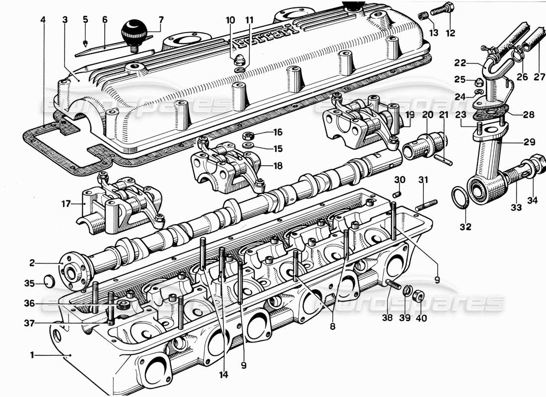 ferrari 365 gt 2+2 (mechanical) culata (izquierda) diagrama de piezas