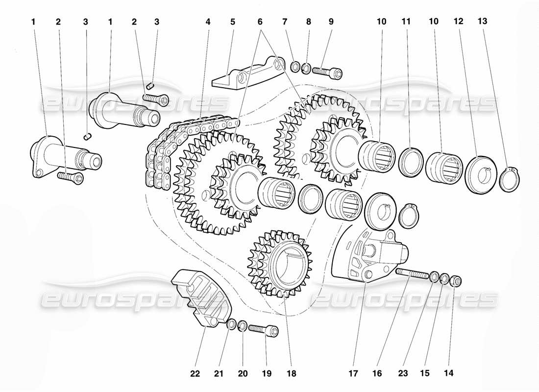 lamborghini diablo vt (1994) sistema de cronometraje diagrama de piezas