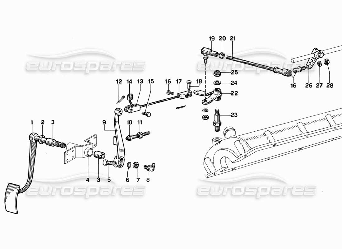 ferrari 365 gt 2+2 (mechanical) pedal del acelerador diagrama de piezas