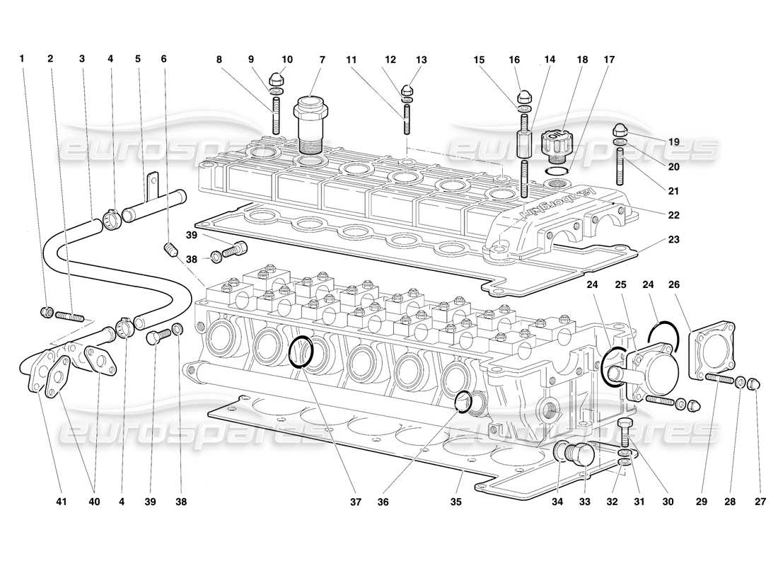 lamborghini diablo vt (1994) accesorios para el diagrama de piezas de la culata izquierda