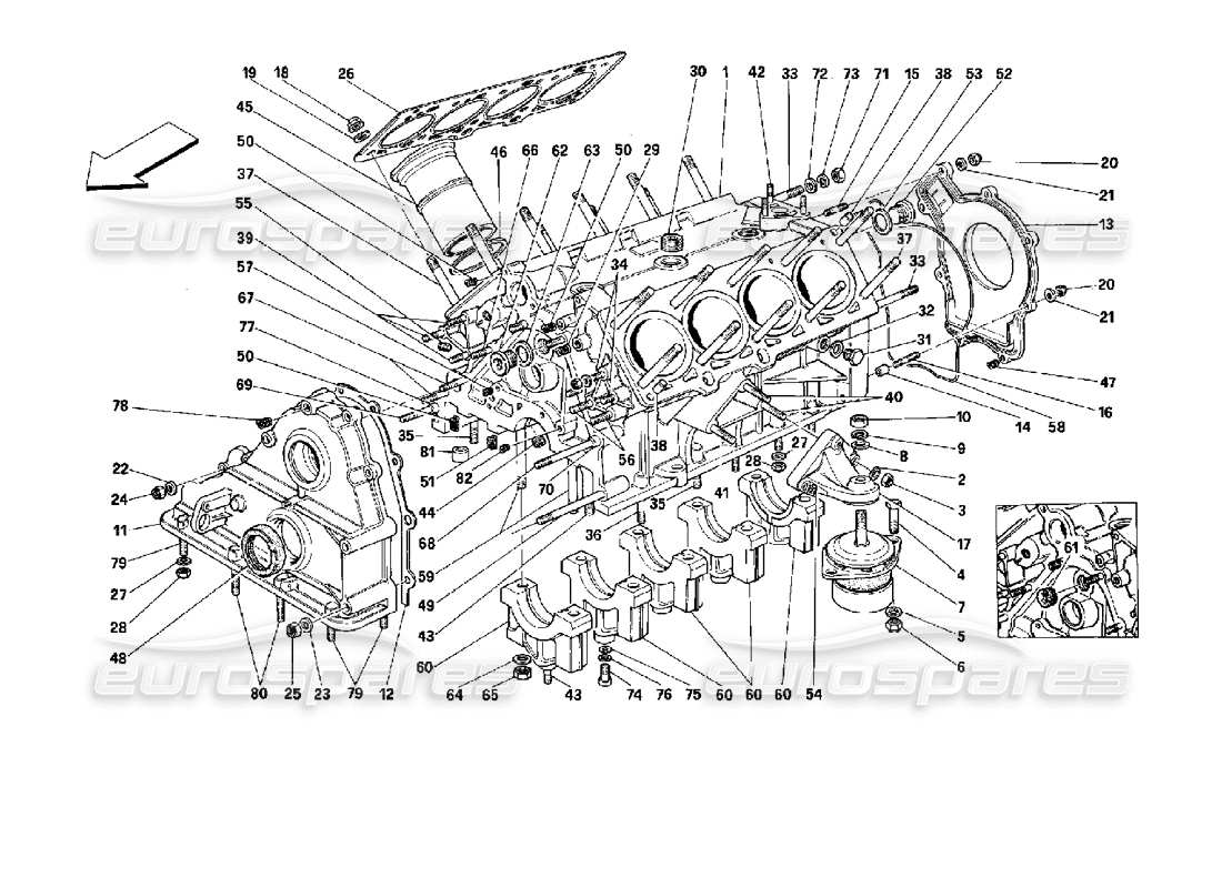ferrari mondial 3.4 t coupe/cabrio crankcase diagrama de piezas