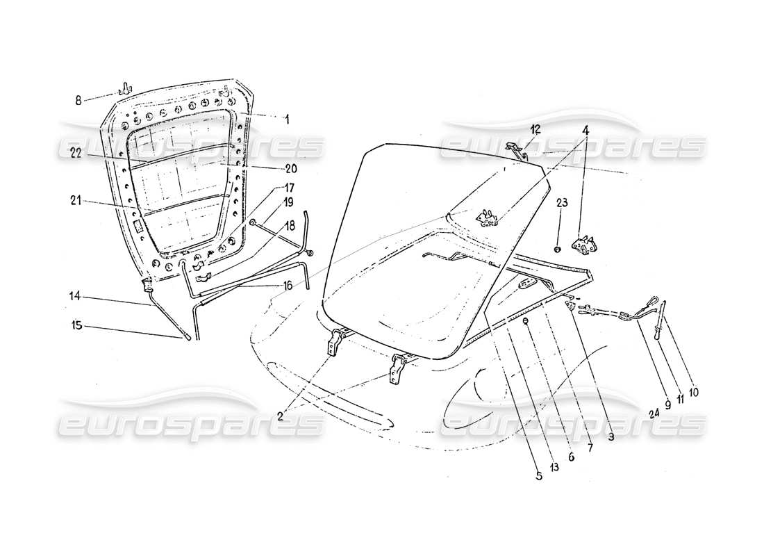 ferrari 365 gt 2+2 (coachwork) front bonnet diagrama de piezas