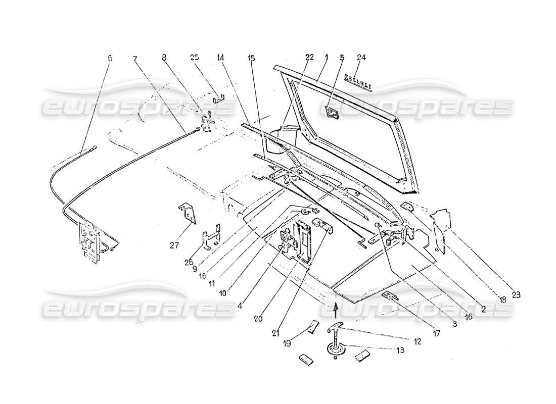 ferrari 365 gt 2+2 (coachwork) diagrama de piezas de la tapa del maletero trasero