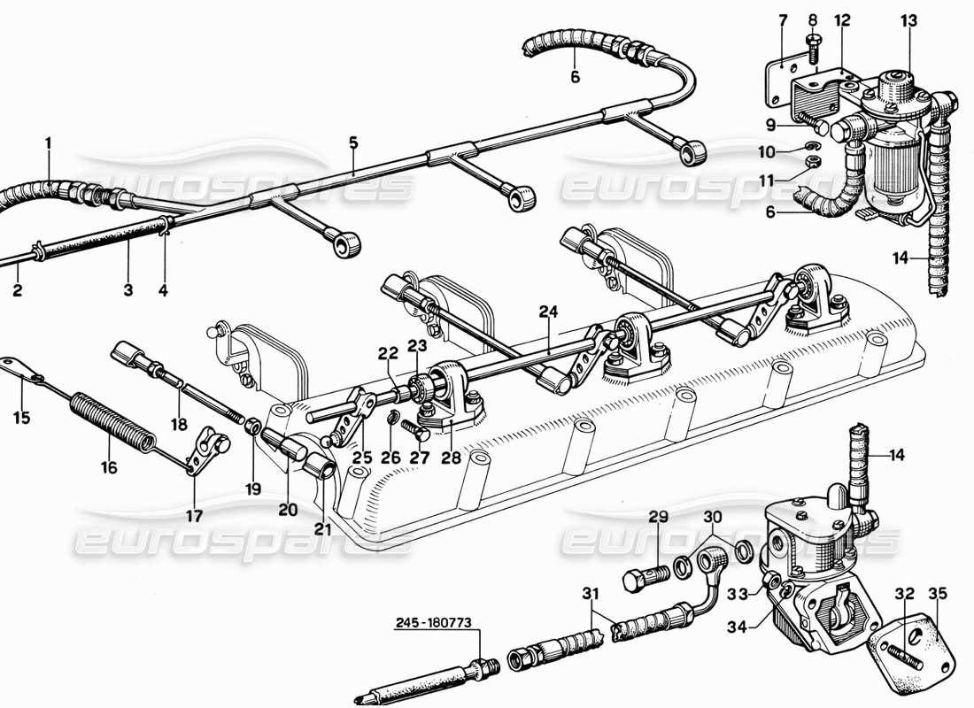 ferrari 365 gt 2+2 (mechanical) alimentación y controles diagrama de piezas