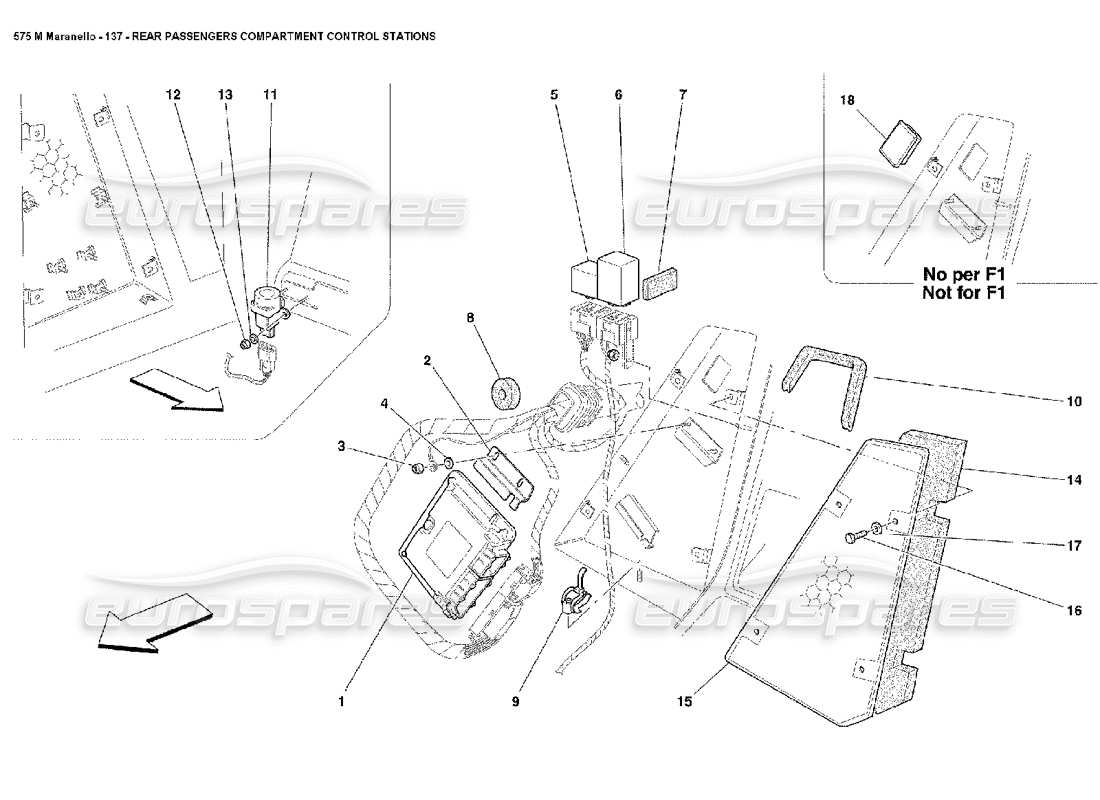 ferrari 575m maranello diagrama de piezas de las estaciones de control del compartimento de pasajeros trasero