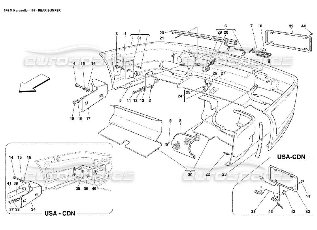 ferrari 575m maranello parachoques trasero diagrama de piezas