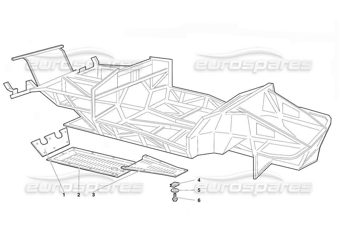 lamborghini diablo vt (1994) elementos del marco (válido para la versión de suiza: 1994 de abril) diagrama de piezas