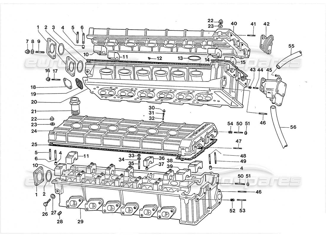 lamborghini lm002 (1988) diagrama de piezas de culatas