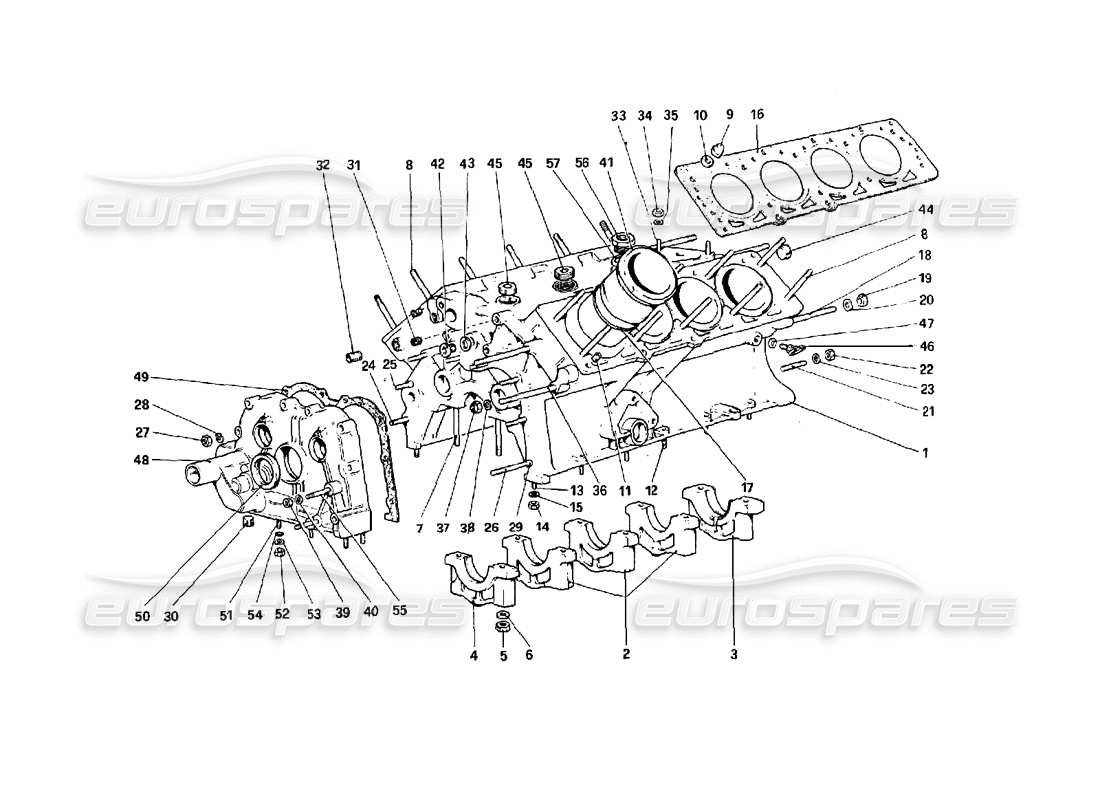 ferrari 308 quattrovalvole (1985) crankcase diagrama de piezas