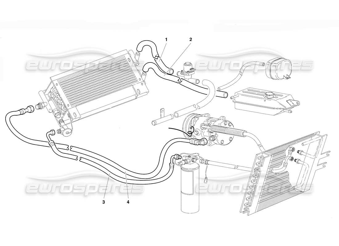 lamborghini diablo vt (1994) diagrama de piezas de control de clima (válido para la versión rh d. - abril 1994)