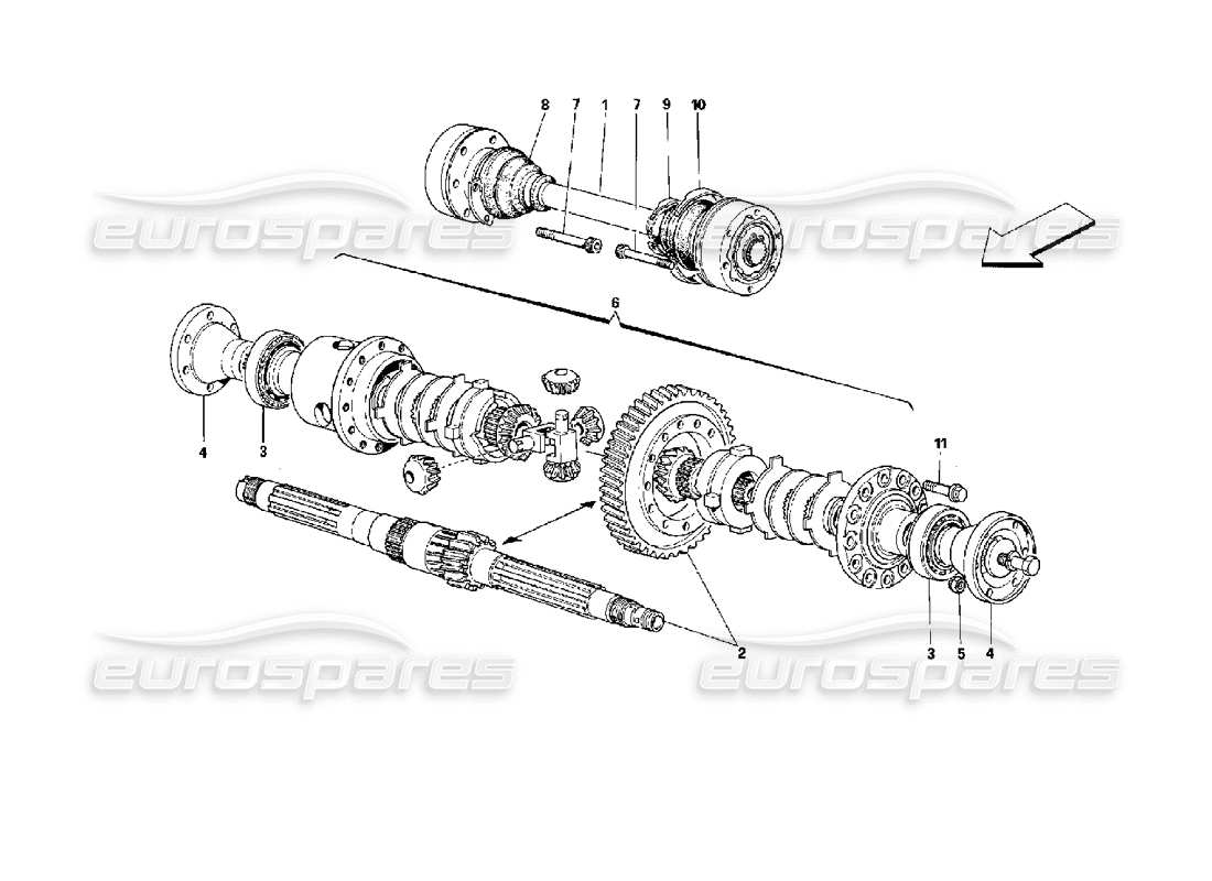 ferrari mondial 3.4 t coupe/cabrio diferencial y semiejes diagrama de piezas