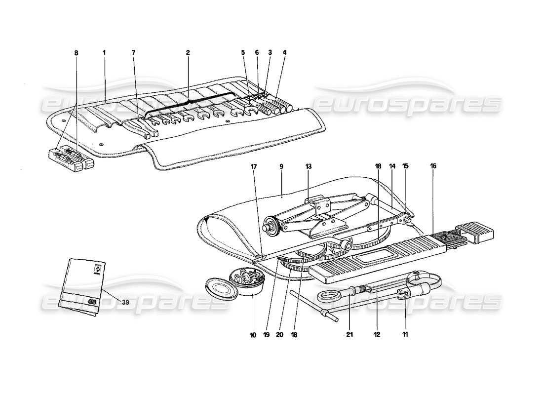 ferrari 412 (mechanical) diagrama de piezas del kit de herramientas