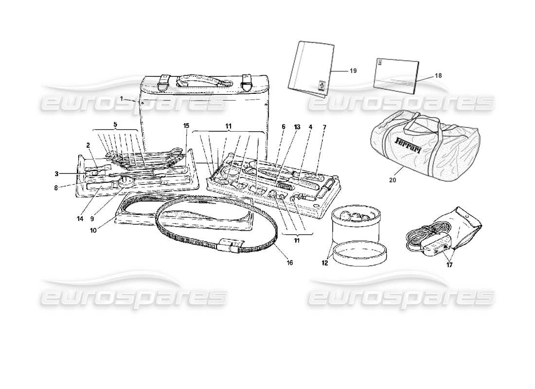 ferrari 512 tr kit de herramientas - equipos y accesorios diagrama de piezas