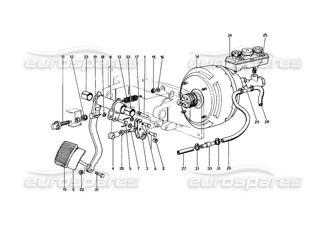 ferrari 400 gt (mechanical) frenos transmisión hidráulica (400 gt - variantes para versión rhd) diagrama de piezas