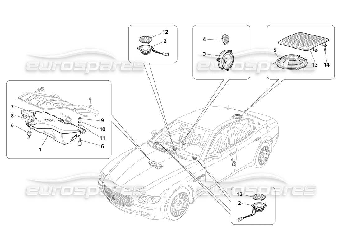 maserati qtp. (2006) 4.2 sistema de prueba de sonido diagrama de piezas